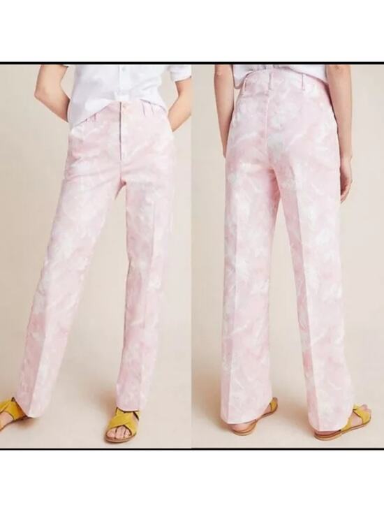 Anthropologie Pants - Anthropologie Jamie Trousers Women's 4 Pink White Tie Dye Flat Front 28x32